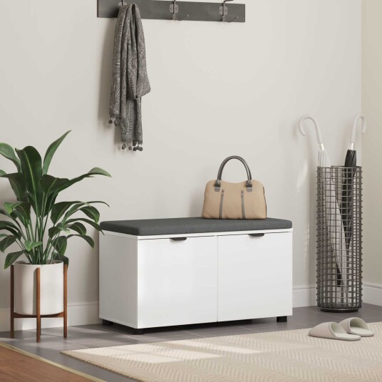 vidaXL Gangbenk Hvit 80 x 38 x 46 cm Konstruert treverk og stoff
