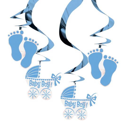 Amscan EU Swirls Baby Boy Blå  5-pakning