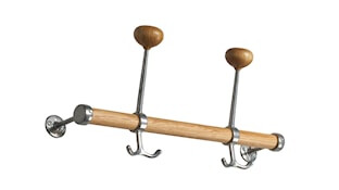 Gustav eik/aluminium hattekroklist L = 400 mm/2 kroker
