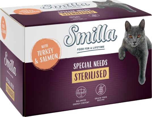 Smilla Våtfôr Sterilised Skåler Med Laks Kalkun 6 X 100 G