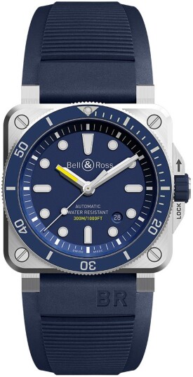 Bell & Ross Herreklokke BR0392 D BU ST/SRB Instruments Blå/Gummi