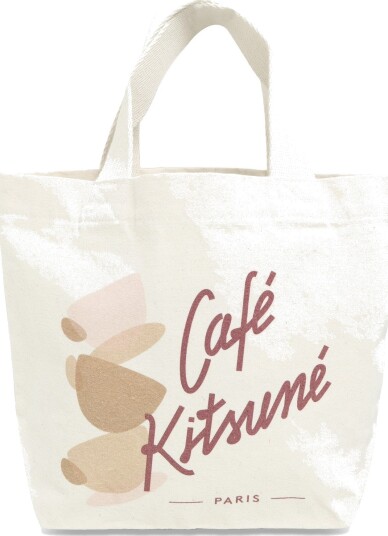 Maison Kitsune Cup Cafe Kitsune Mini Tote Cream ONE SIZE Maison Kitsune Cup Cafe Kitsune Mini Tote Cream ONE SIZE