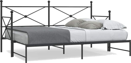  Dagseng med trille uten madrass svart 75x190 cm stål 8721158660466