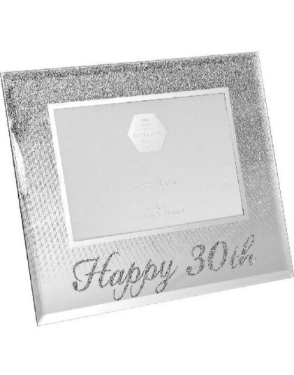 Happy 30th Sølvfarget Bilderamme med Glitter 21x17 cm