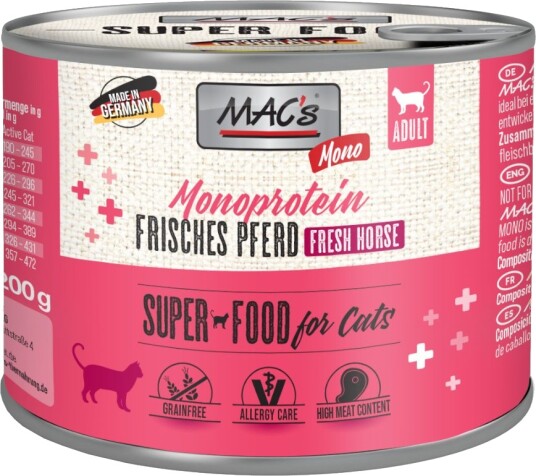 Mac's våtfôr Cat Sensitive Hest 24 x 200 g