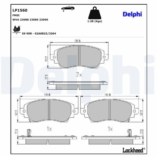 Bremseklosser DELPHI LP1560