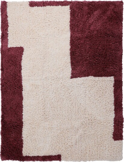 Ryetepper Begur Natural Cotton Shaggy offwhite/vinrød Størrelse: 160 x 230 cm