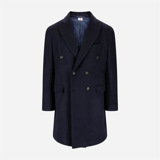 Luigi Borrelli Double Breasted Coat - Navy Blå 52 Luigi Borrelli Double Breasted Coat - Navy Blå 52