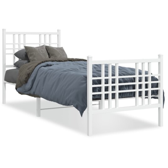 Sengeramme i metall med hode- og fotgavl hvit 80x200 cm 8721012373464