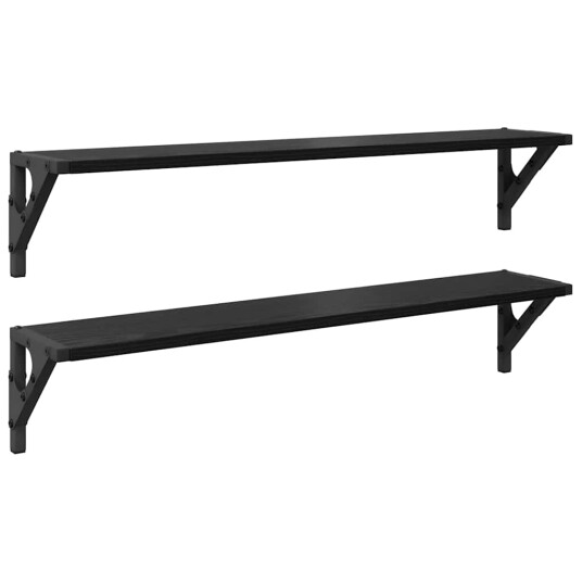 Vegghyller 2 pcs Svart Eik 80 x 15 x 15,5 cm Konstruert tre Vegghyller 2 pcs Svart Eik 80 x 15 x 15,5 cm Konstruert tre