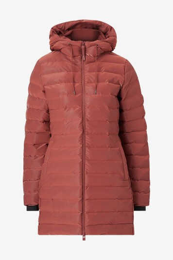Rains Jakke Lohja Long Puffer Curve Jacket W3t3 Brun