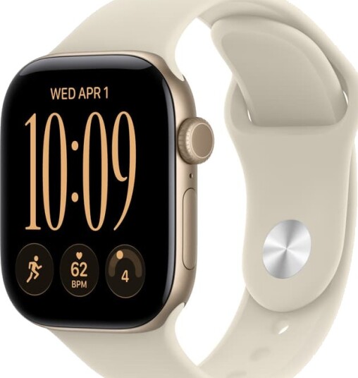 Apple Watch Series 12 42mm CEL (lys gull aluminium/sand Sport Band) S/M