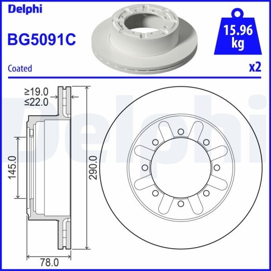 Bremseskive DELPHI BG5091C Bremseskive DELPHI BG5091C