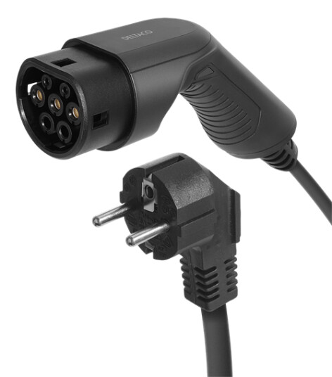 Deltaco E-Charge Kabel, Schuko Til Type 2, 1 Fase, 6/8a, 1.8kw, Svart