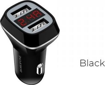 Borofone - 2X Usb Billader Med Lcd-Display, Svart Borofone - 2X Usb Billader Med Lcd-Display, Svart