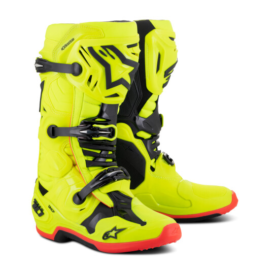 Alpinestars Crosstøvler Tech 10 Gul Fluo- Svart- Rød Fluo Alpinestars Crosstøvler Tech 10 Gul Fluo- Svart- Rød Fluo