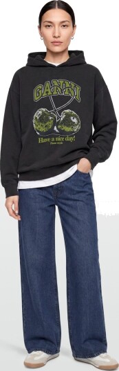 Ganni Cherries Oversized Hoodie Grey S/M
