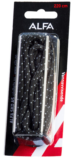 Alfa Shoe Laces Water resistant 22/23, skolisser 120 Black /Grey Alfa Shoe Laces Water resistant 22/23, skolisser 120 Black /Grey