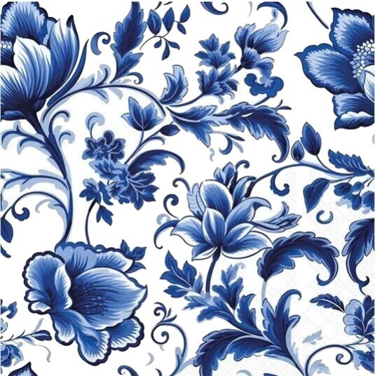 Ambiente Serviett 33x33 cm 20 stk Delft Blue Florals
