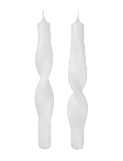 Broste Copenhagen Twist Taper Candle - White - H:23CM Broste Copenhagen Twist Taper Candle - White - H:23CM