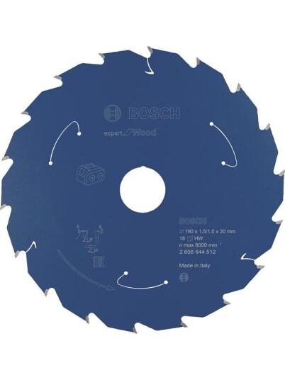 Bosch 190 mm Expert for Wood Sagblad med 18 tenner for batteridrevne sager