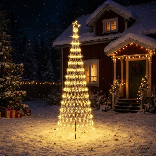 vidaXL LED juletre 300 cm 350 LED-lys Varmhvit Jern Svart