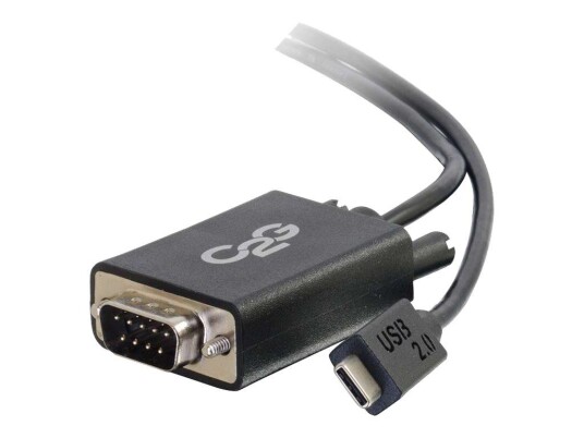 C2G USB 2.0 USB C to DB9 Serial RS232 Adapter Cable Black - USB / seriell-kabel - DB-9 til 24 pin USB-C