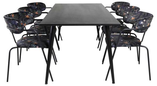 Venture Design Dipp & Arrow spisegruppe Svart/flerfarget 6 st stoler & bord 180 x 90 cm