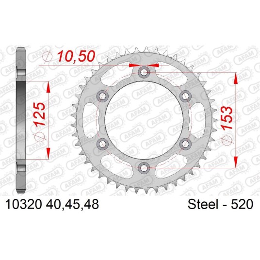 AFAM Bakdrev, Stål #520 - Honda CRF+,45T CRF250L/LA/M/RL/RLA, XR250/600/650R/L AFAM Bakdrev, Stål #520 - Honda CRF+,45T CRF250L/LA/M/RL/RLA, XR250/600/650R/L