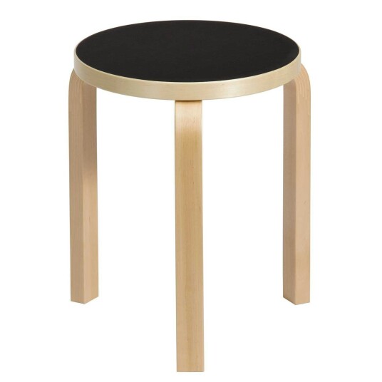 Artek 60 Krakk Bjørk / Sort Linoleum Artek 60 Krakk Bjørk / Sort Linoleum