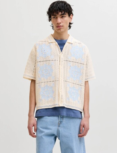 Jack & Jones Jororchard Knit Crochet Polo CreaM