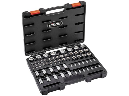 Vigor Pipenøkkelsett 60 Deler 1/2", 1/4", 3/8" Håndverktøy Vigor Pipenøkkelsett 60 Deler 1/2", 1/4", 3/8" Håndverktøy