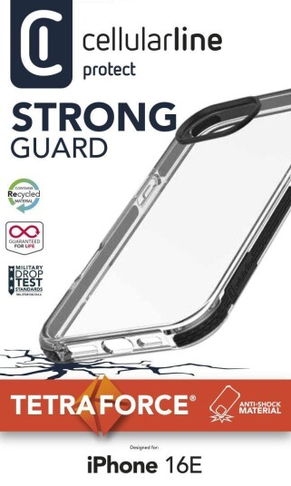 Cellularline Strong Guard Case fr Apple iPhone 16e Clear
