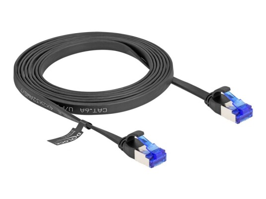 Delock Koblingskabel Rj-45 Hann Til Rj-45 Hann 2 M U/Ftp Cat 6A Uten Hindringer Flat Svart
