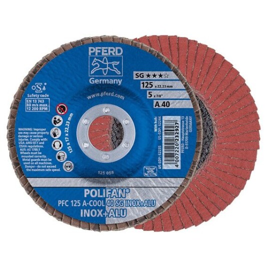 Pferd Lamellrondell Polifan 125x22,23mm A-cool 40 SG Inox + Alu Konisk Pferd Lamellrondell Polifan 125x22,23mm A-cool 40 SG Inox + Alu Konisk