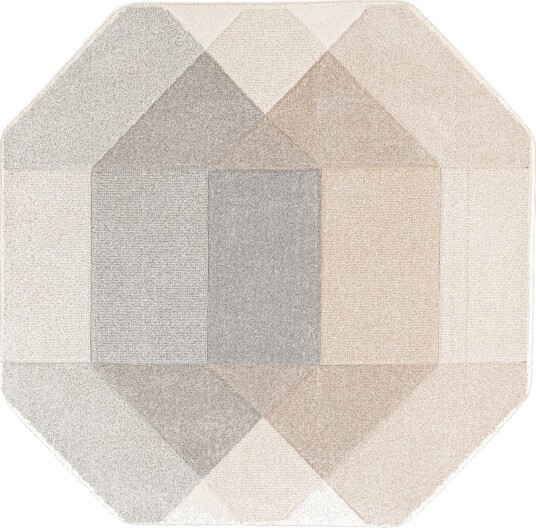 Teppe Navon Carved 200x200 cm - Grå/Beige