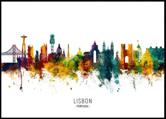 Lisbon Portugal Skyline Poster Plakat / 30x40cm