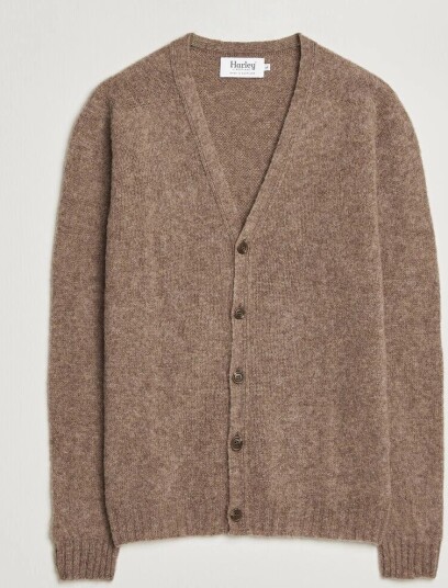 Harley Of Scotland Brushed Supersoft Lambswool Cardigan Tundra Harley Of Scotland Brushed Supersoft Lambswool Cardigan Tundra