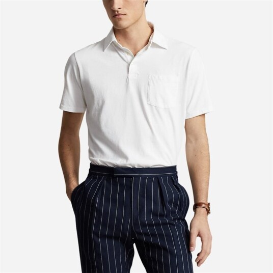 Ralph Lauren Classic Fit Cotton-Linen Polo Shirt - Ceramic White Hvit S
