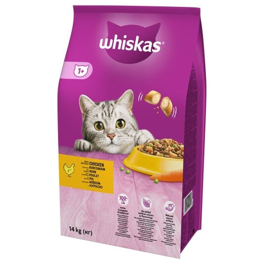 Whiskas Tørrfôr Kylling 14 kg for Voksne Katter Whiskas Tørrfôr Kylling 14 kg for Voksne Katter
