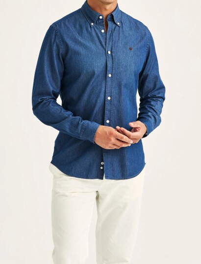Morris Light Denim Shirt Slim Fit Navy XXL Morris Light Denim Shirt Slim Fit Navy XXL