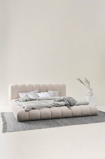 Jotex DERMY sengeramme 160 cm Eliseouter: champagne color leather /inside: offwhite velvet 1616148-02-0 1679641-01-0