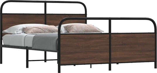  Sengeramme i metall uten madrass brun eik 150x200 cm 8721158549365