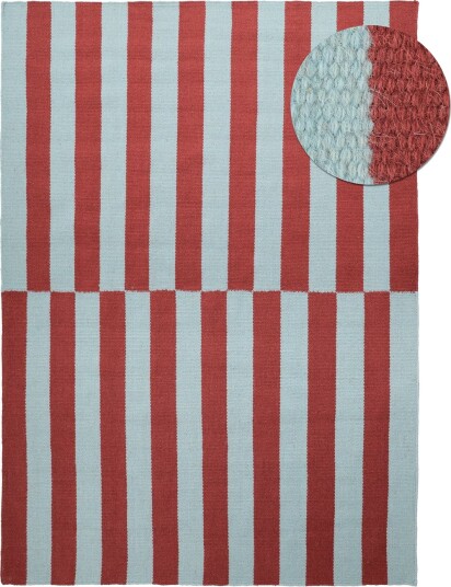 Ullteppe Peniche lyseblå/rød Størrelse: 80 x 150 cm