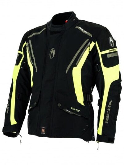 Richa Cyclone Gore-Tex MC-Jakke Svart/Gul L Richa Cyclone Gore-Tex MC-Jakke Svart/Gul L