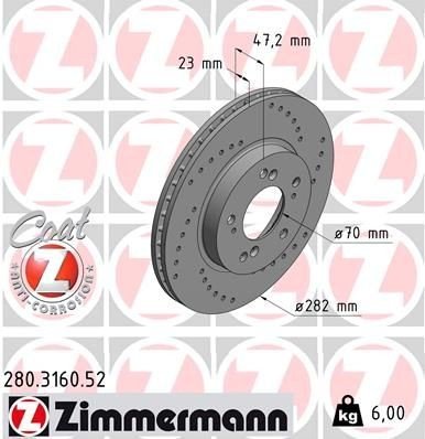 Bremseskive ZIMMERMANN 280.3160.52