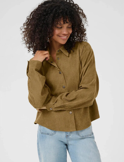 Kaffe Kavera Button Shirt - Khaki green - 46