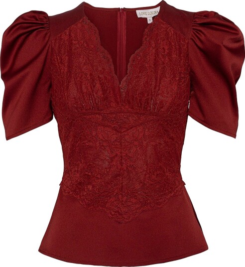 Love Lolina   Kortermet bluse Francis Top   Rød