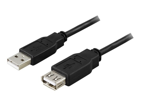 Deltaco USB 2.0 Forlengelseskabel 1m - Svart