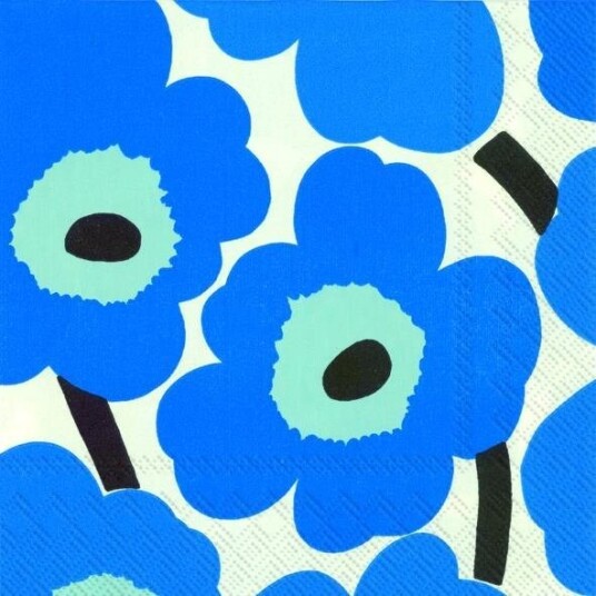 Ihr Marimekko Unikko blå kaffeservietter